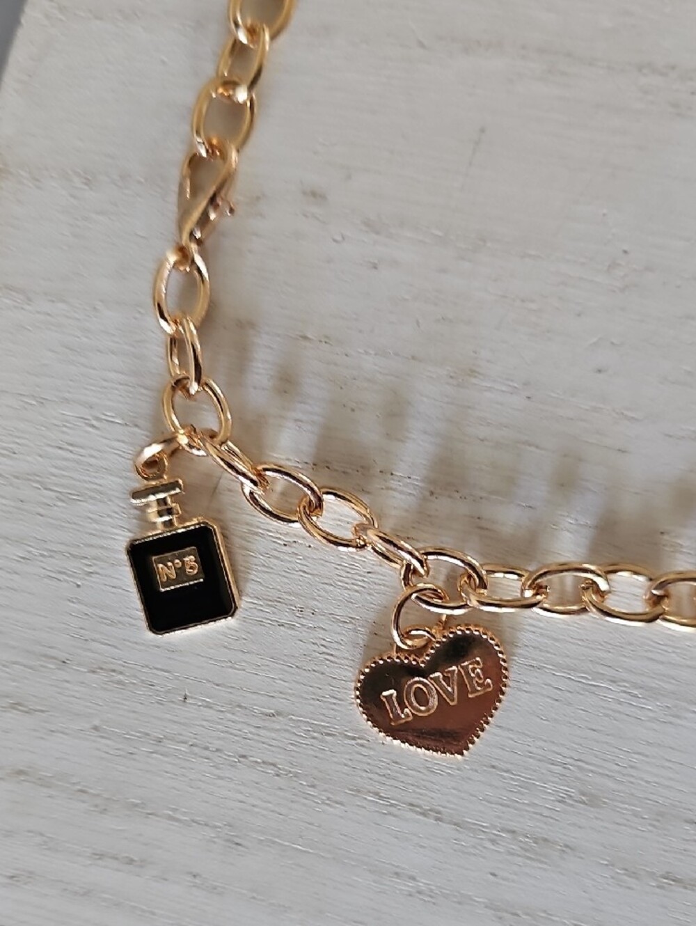 Gold-Tone Charm Bracelet with Red Enamel Accents - Picture 2 of 7